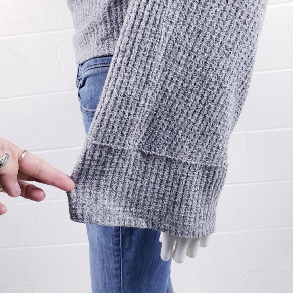 Free people Crazy On You Thermal Top Sweater Long Sleeve Boat Neck Grey Size S - Picture 5 of 10